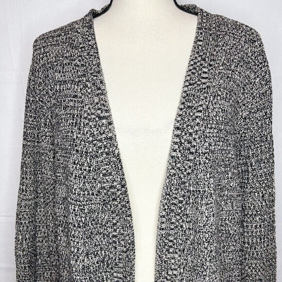 Arpeggio Knitwear Sz 3X Tan Black Duster Cardigan Sweater Open Front - Picture 2 of 9
